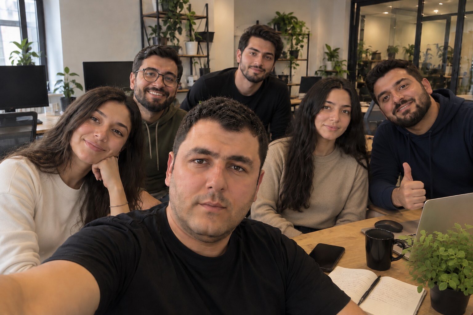 The Typoanim team together at the office