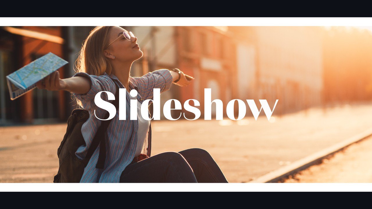 Photo Slideshow featuring Letterbox Banner Serif Headings After Effects Template