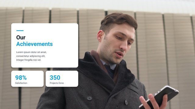 Corporate Infographics Presentation with Stats Cards and Counters After Effects Template