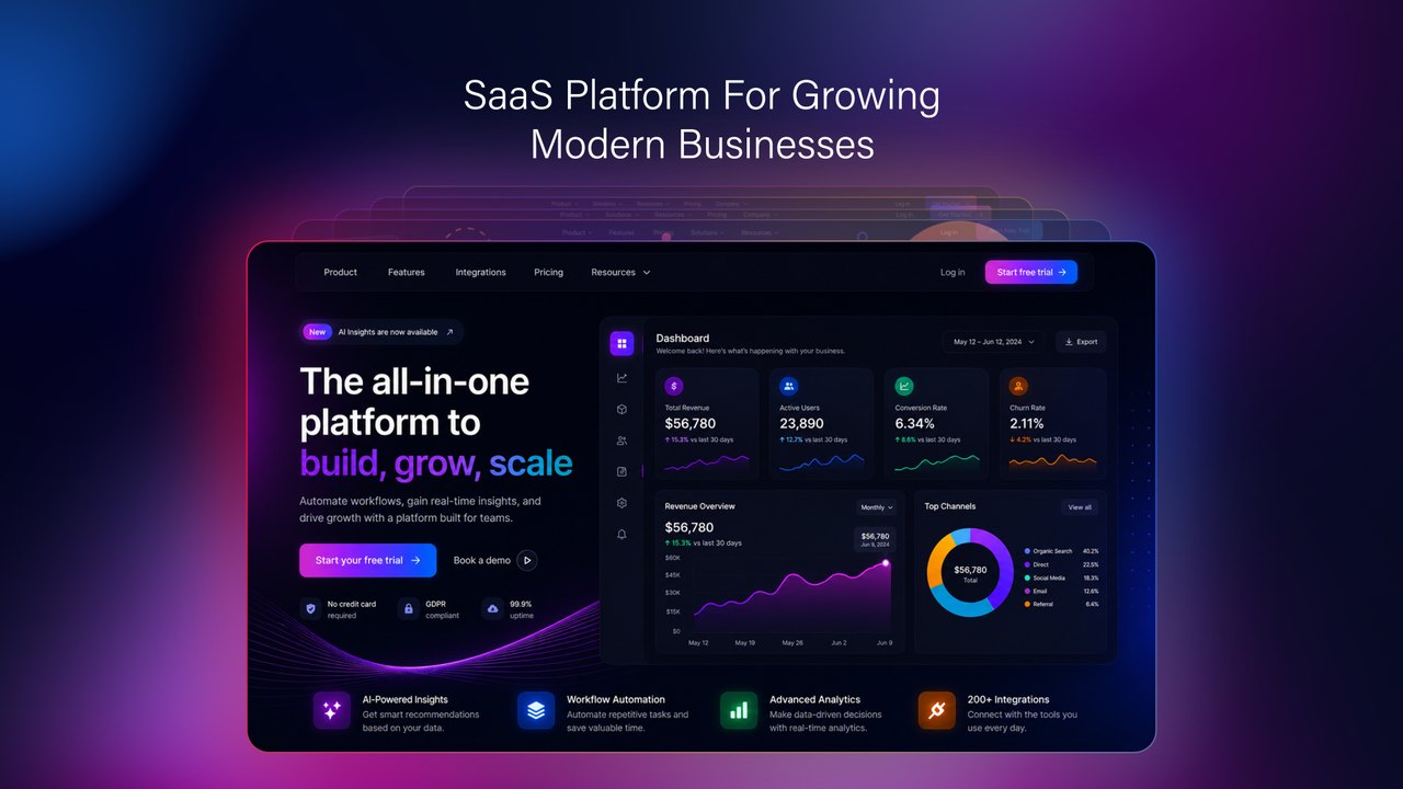 SaaS Management Platform Search Bar Intro After Effects Template with Cloud App Screens