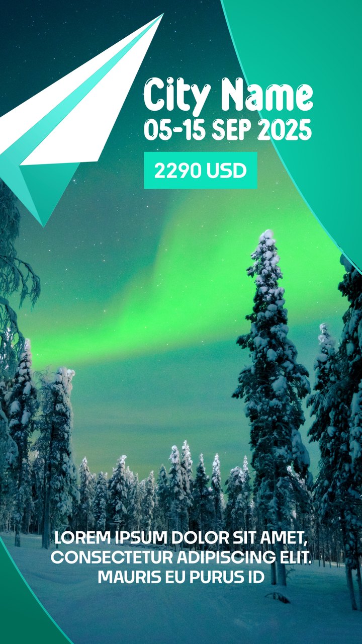 Black Friday Northern Lights Trip Paper Fold Teal Premiere Pro MOGRT