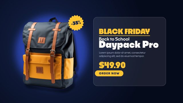 Black Friday Market Promo featuring Navy Glass Panel Premiere Pro MOGRT