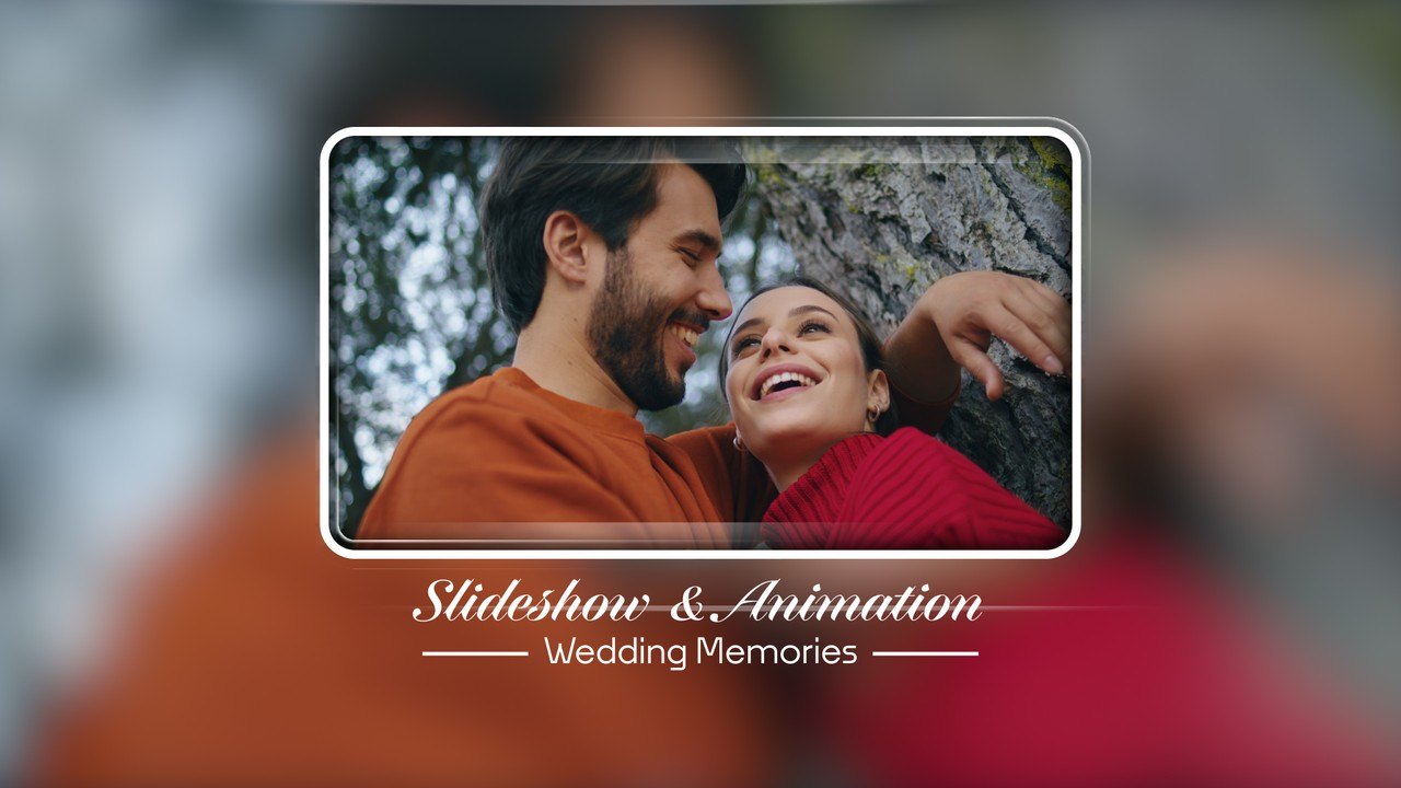 Blurred Backdrop Frames Love Story Photo Montage Premiere Pro MOGRT