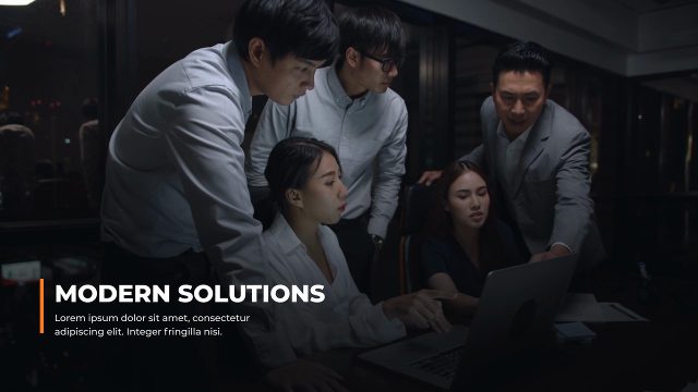 Full Screen Business Slideshow Opener with Lower Left Caption Titles Premiere Pro MOGRT