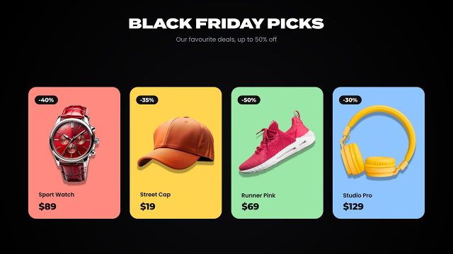 Colorful Card Row Store Promo with Special Offer Premiere Pro Template
