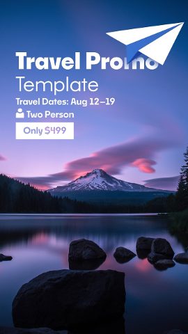 Vertical Paper Plane Mountain Lake Travel Deal After Effects Template