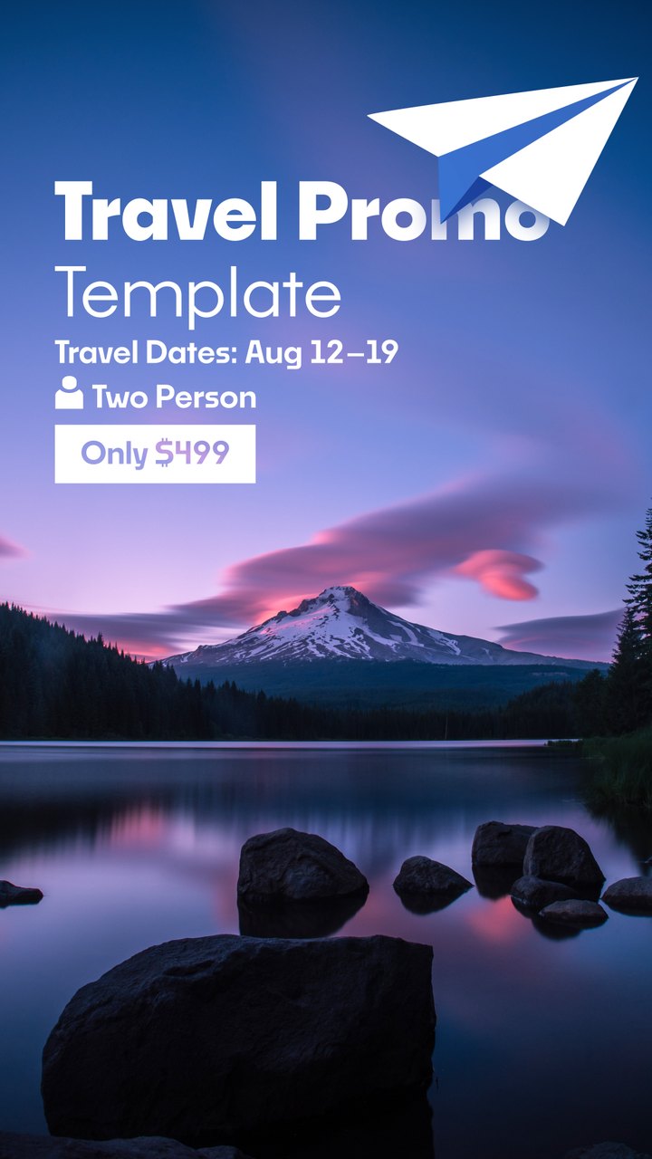 Vertical Paper Plane Mountain Lake Travel Deal After Effects Template