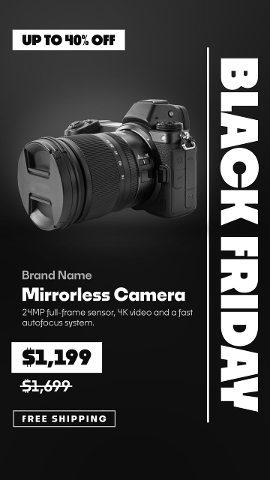 Black Friday Vertical Ads with Side Headline and Free Shipping Label for Adobe After Effects