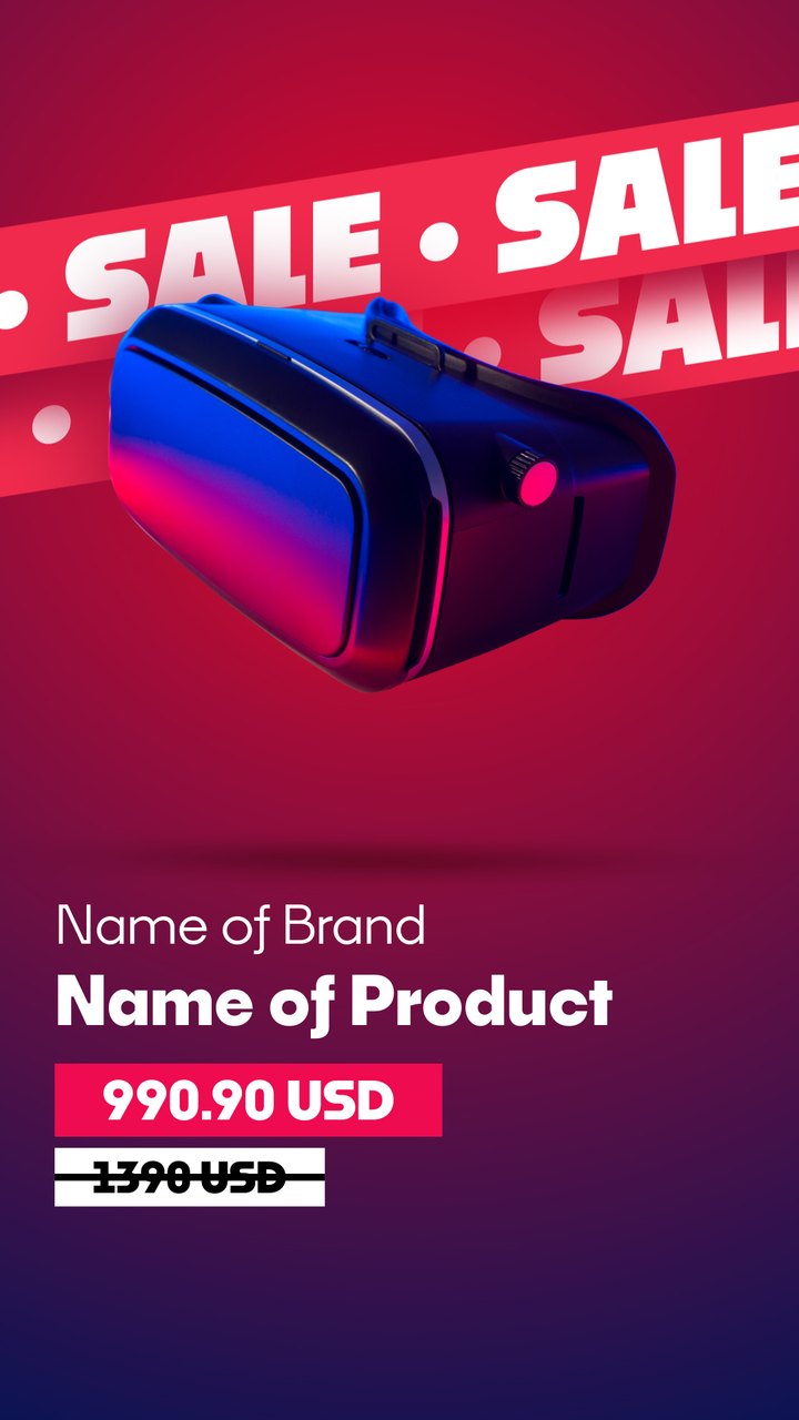 Vertical Diagonal Sale Tape VR Headset Crimson Premiere Pro MOGRT
