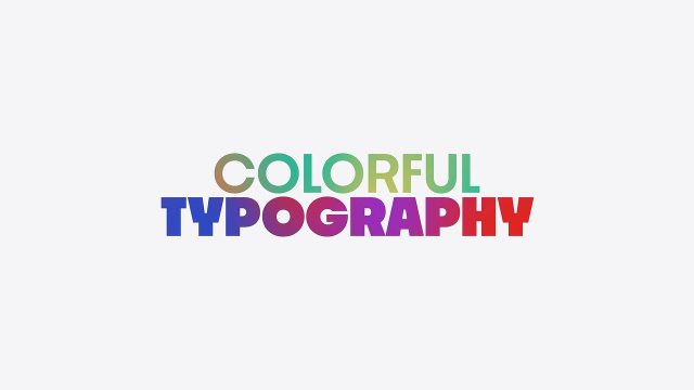Rainbow Gradient Letters Typography on a White Page After Effects Template