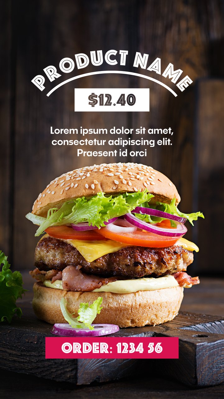 Vertical Arched Title Big Burger Wood Table Promo After Effects Template