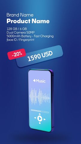 Vertical Tilted Price Tag Music Phone Gadget Promo After Effects Template