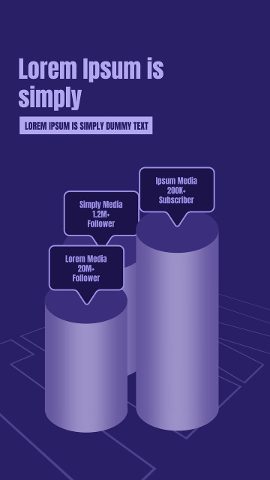 Vertical Social Media Stats Story Text with 3D Bar Columns After Effects Template