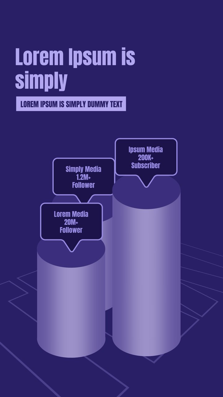 Vertical Social Media Stats Story Text with 3D Bar Columns After Effects Template