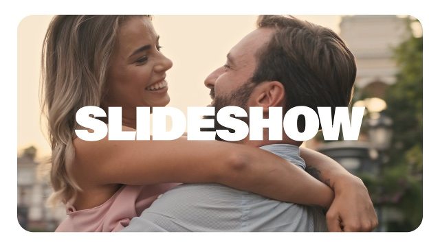 Rounded Card Slideshow featuring Photo Filled Caps Title After Effects Template