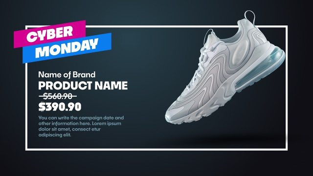 Cyber Monday Product Offer Card in Teal Outline Premiere Pro MOGRT