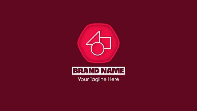 Flat Red Hexagon Logo Animation with Brand Label Video Template for After Effects