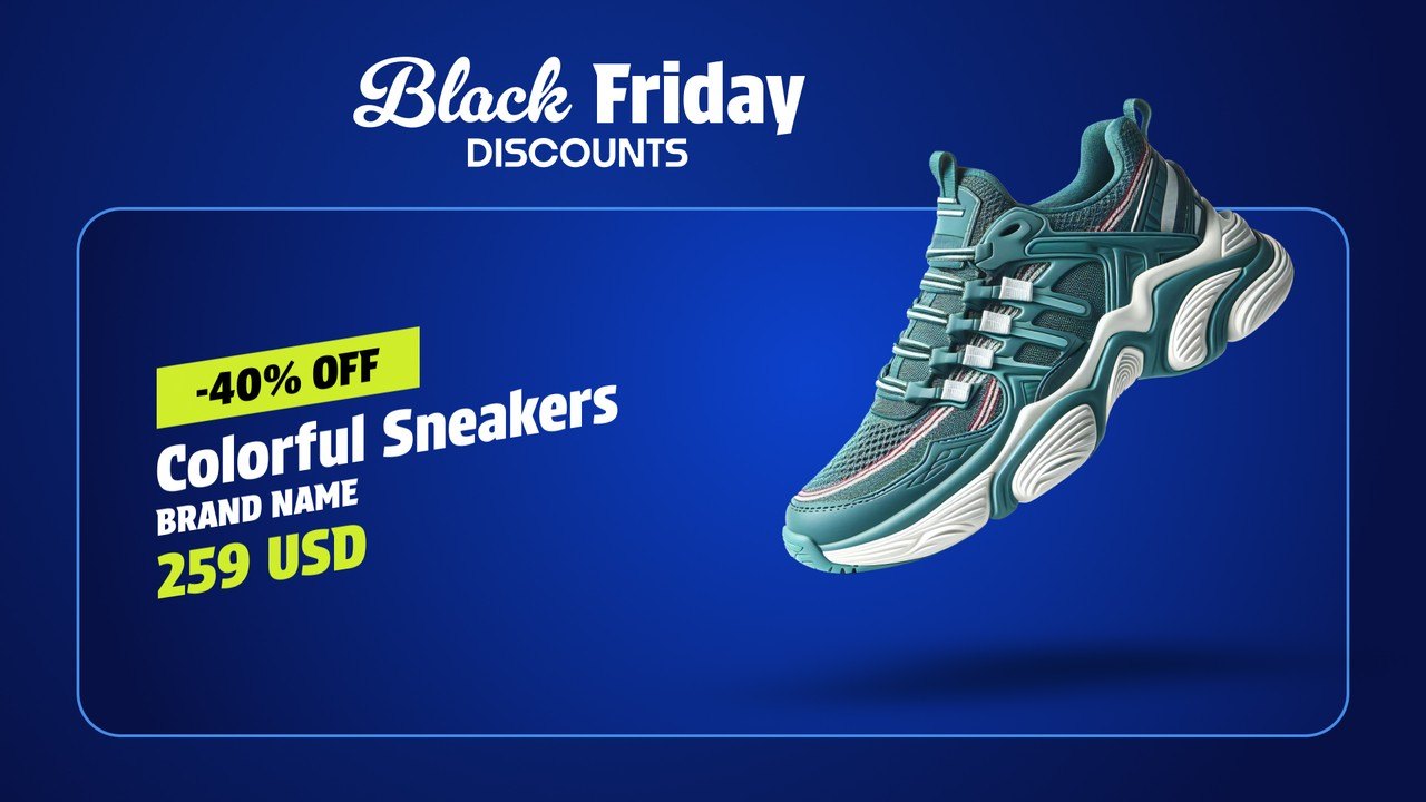 Black Friday Product Deal Promo featuring Cobalt Glass Card After Effects Template