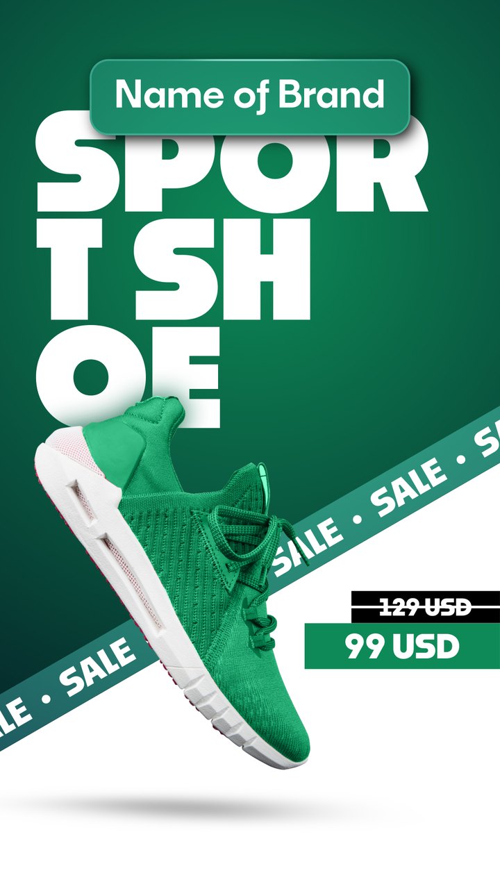Black Friday Green Sport Shoe Huge Type Sale Tape Premiere Pro MOGRT