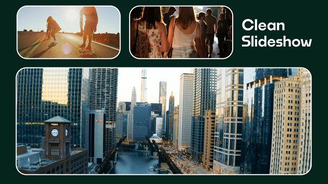 Picture Slideshows featuring Bottle Green Sliding Frames Premiere Pro MOGRT