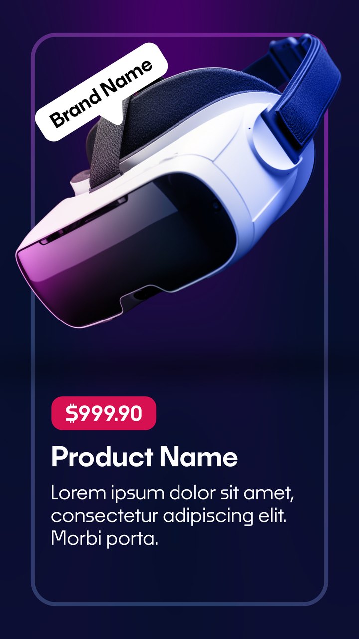 Vertical Glass Card VR Headset Brand Ribbon Tag After Effects Template