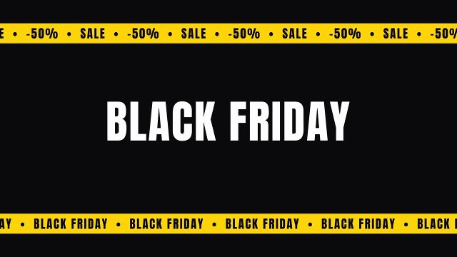 Black Friday Warning Tape Banner Title featuring Marquee Text Premiere Pro MOGRT