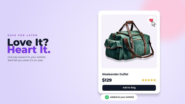 Product Sale Presentation with Save to Wishlist UI Premiere Pro MOGRT