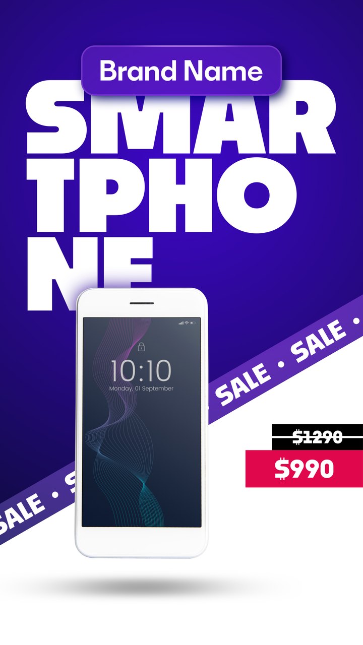 Vertical Smartphone Giant Word Sale Tape Mobile Shop After Effects Template