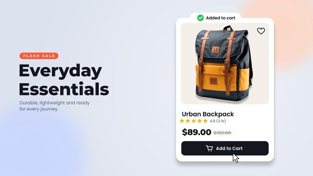 Product Showcase with Add to Cart Card and Discount Price After Effects Template