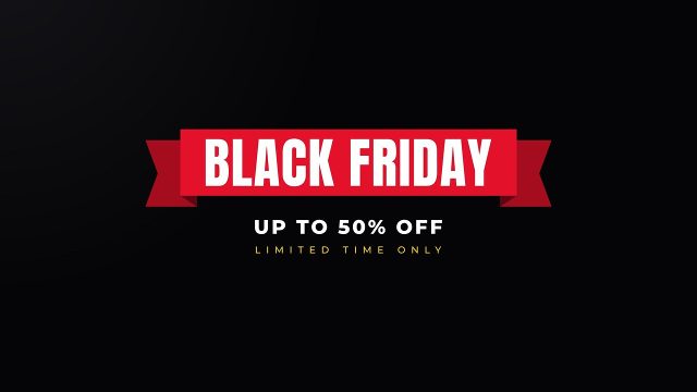 Folded Ribbon Black Friday Sale Title with Discount Line After Effects Template