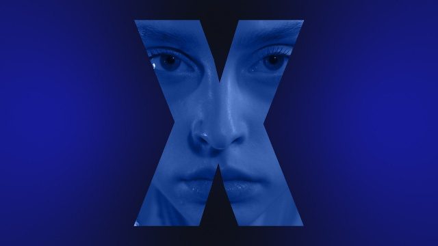Footage Filled Word Title Animation on Blue Haze Premiere Pro MOGRT