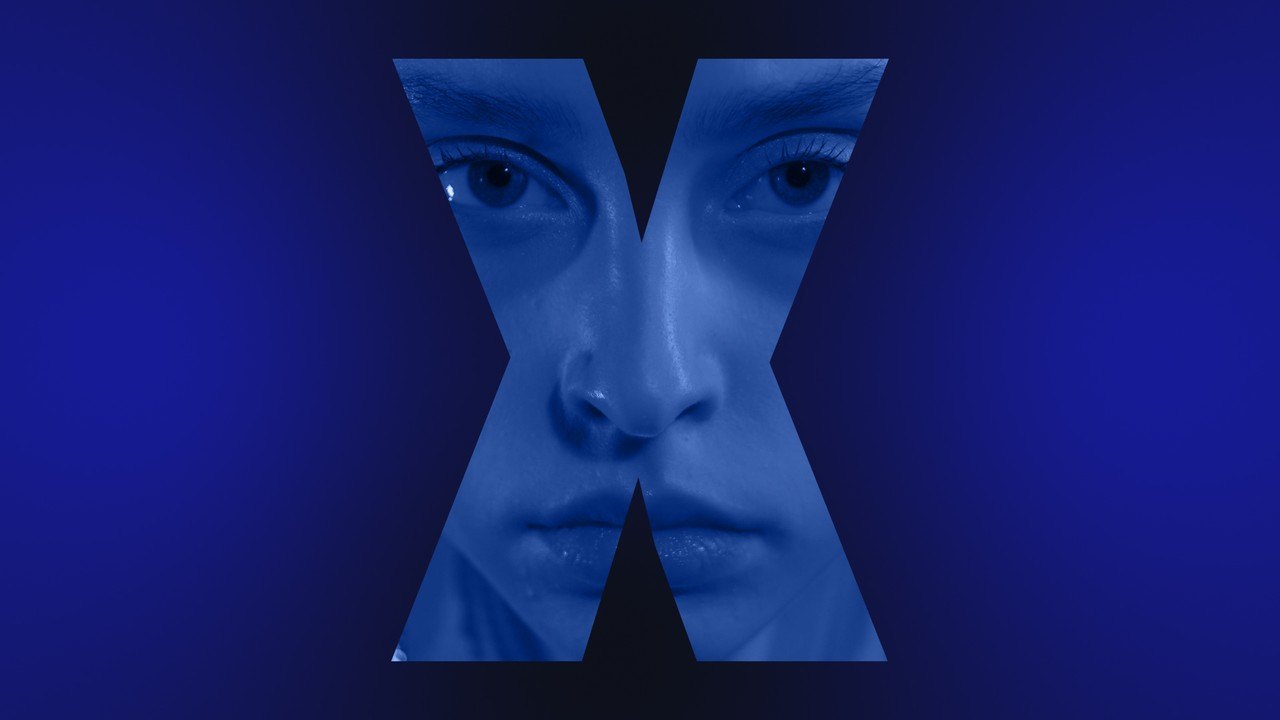 Footage Filled Word Title Animation on Blue Haze Premiere Pro MOGRT
