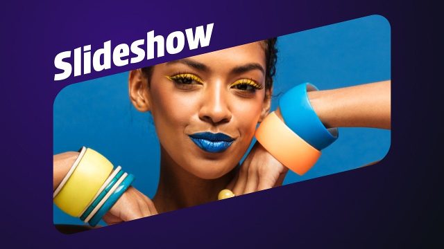 Pop Photo Slideshow with Slanted Cards and Tilted Title After Effects Template
