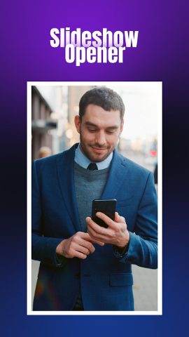 Vertical Purple Glow Opener with Zooming Photo Cards Premiere Pro MOGRT