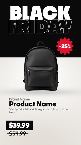 Vertical Monochrome Black Friday Story with Outline Headline MOGRT for Premiere Pro