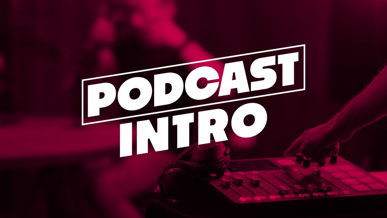 Podcast Intro Title Animation with Leaning Frame Badge Premiere Pro MOGRT