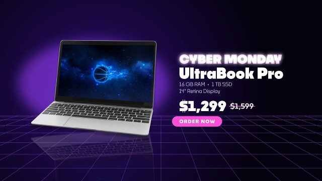 Cyber Monday Mega Sale Ad featuring Retro Grid Floor Premiere Pro MOGRT