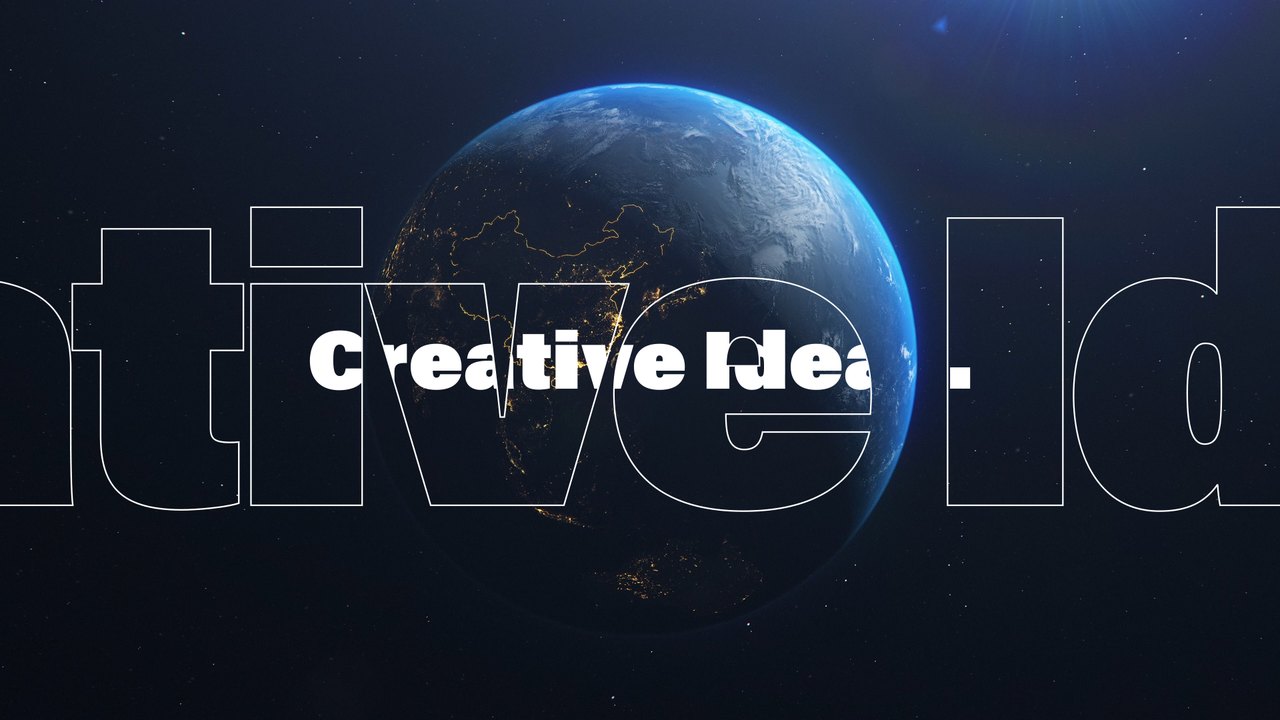 Earth View Hollow Letter Text Transition Premiere Pro MOGRT
