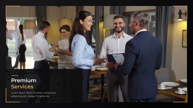 Corporate Slideshow with Thin Border Frames and Caption Box Premiere Pro Template