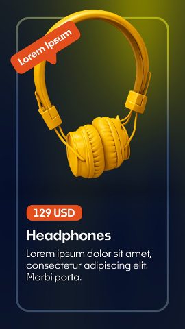 Cyber Monday Yellow Headphones Frosted Card Audio Shop Premiere Pro MOGRT