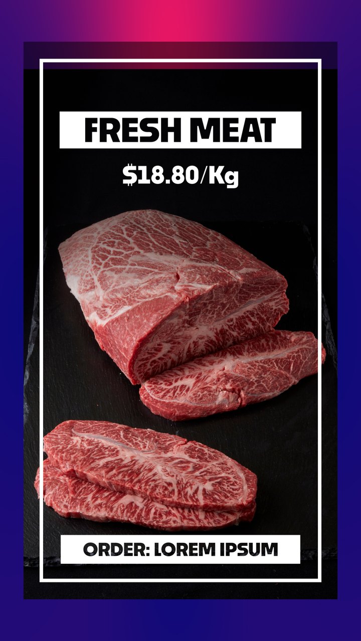 Black Friday Fresh Meat Market Poster Neon Premiere Pro MOGRT