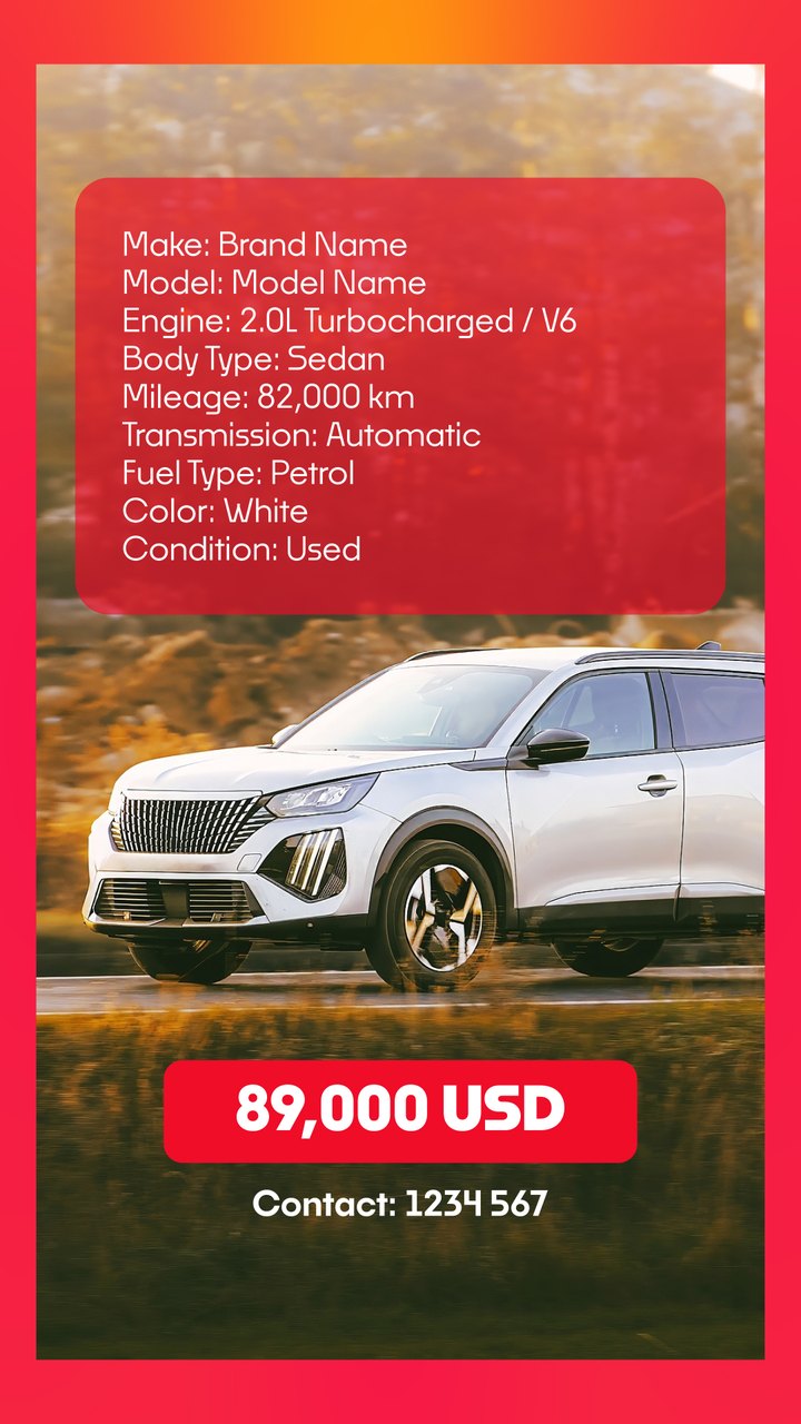 Cyber Monday Car Dealership Specs Card SUV Sale After Effects Template