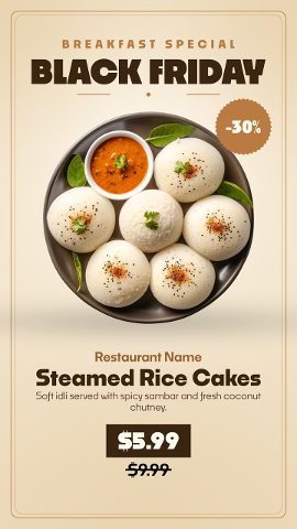 Vertical Black Friday Breakfast Special Stories for Cafes and Restaurants Premiere Pro Template
