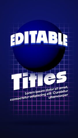 Vertical Neon Grid Animated Title with Glossy Ball and Curved Caps Premiere Pro MOGRT