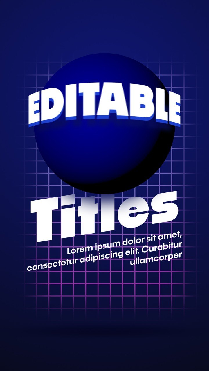 Vertical Neon Grid Animated Title with Glossy Ball and Curved Caps Premiere Pro MOGRT