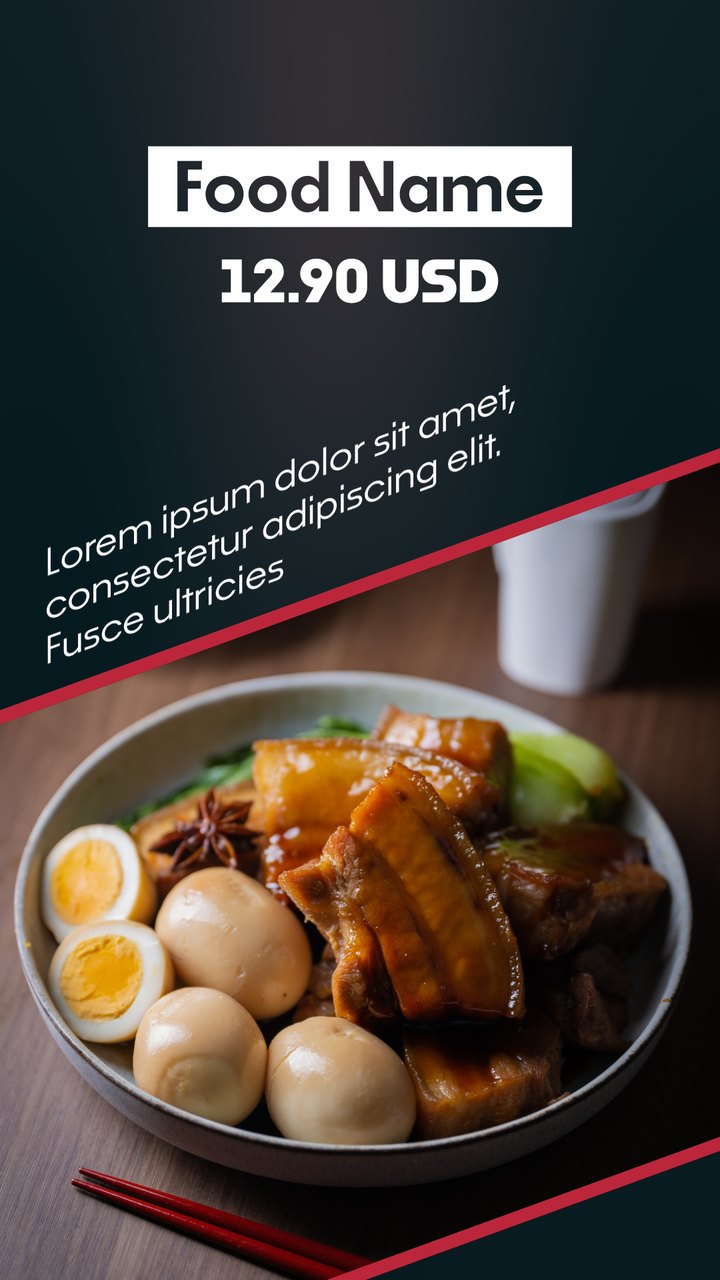 Vertical Braised Pork Bowl Label Price Premiere Pro MOGRT