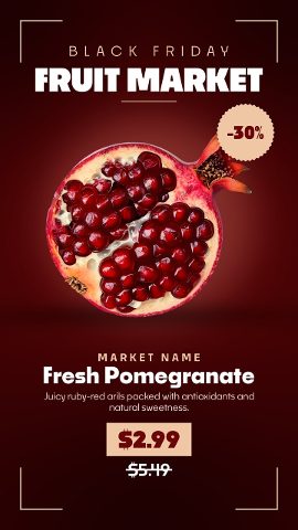 Black Friday Fresh Market Sale Stories on Deep Red Motion Graphics Template for Premiere Pro