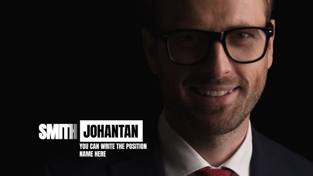 Side by Side Corporate Name Tag Lower Third featuring White Box Surname After Effects Template