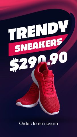 Vertical Trendy Sneakers Fluid Magenta Shapes After Effects Template