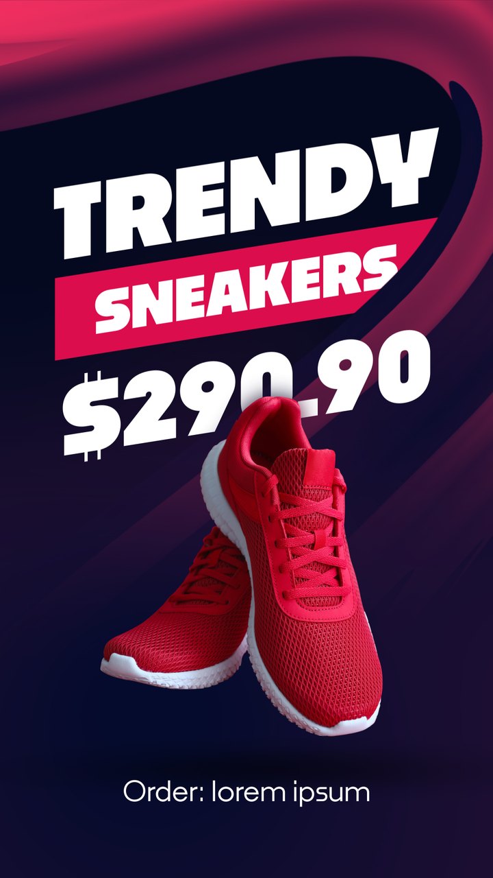 Vertical Trendy Sneakers Fluid Magenta Shapes After Effects Template